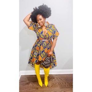 Fit and Flare Elastic Waist African Print Ankara Wax Fabric Date Night